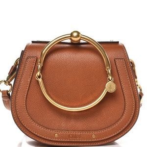 100% authentic Chloe calfskin suede small Nile bracelet bag